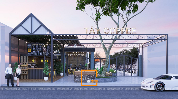 Khung kèo thép nhẹ cho quán cafe sân vườn